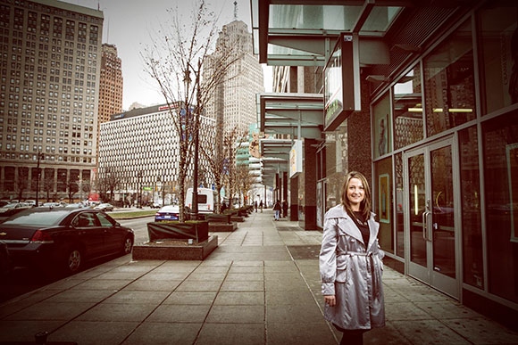 Elaina Farnsworth on Detroit street